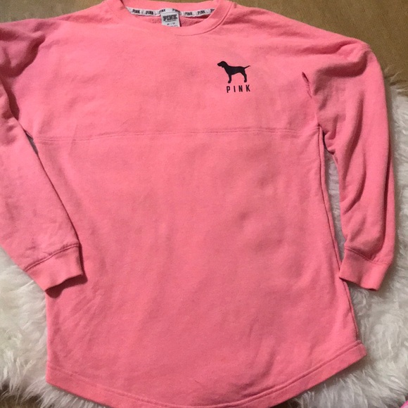 PINK Victoria's Secret Tops - PINK SWEATSHIRT WITH LEOPARD PRINT LETTERING, XS